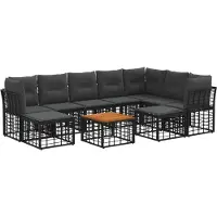 vidaXL Buiten bank set 10 st Zwart en Donker Grijs Polyester