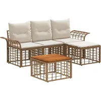 vidaXL Buiten bank set 5 st Natuurlijk en Crème Wit Polyester