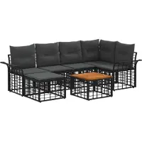 vidaXL Buiten bank set 7 st Zwart en Donker Grijs Polyester