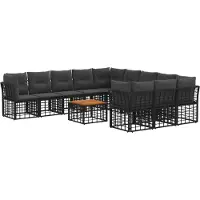 vidaXL Buiten bank set 12 st Zwart en Donker Grijs Polyester