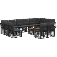 vidaXL Buiten bank set 13 st Zwart en Donker Grijs Polyester