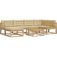 vidaXL Buiten bank set 7 pcs Wit en Beige