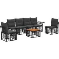 vidaXL Buiten bank set 7 st Zwart en Donker Grijs Polyester