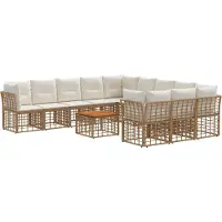vidaXL Buiten bank set 12 st Natuurlijk en Crème Wit Polyester
