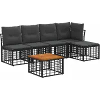 vidaXL Buiten bank set 6 st Zwart en Donker Grijs Polyester