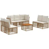 vidaXL Buiten bank set 8 st Natuurlijk en Crème Wit Polyester