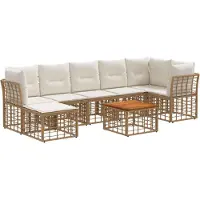 vidaXL Buiten bank set 8 st Natuurlijk en Crème Wit Polyester