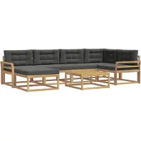 vidaXL Buiten bank set 7 pcs Wit en antracietkleurig