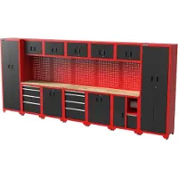 Feistos Gereedschapswand Hoge kast Juno 12 - 46x462x198cm - Zwart/Rood