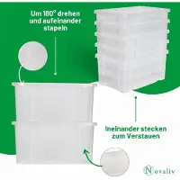 Novaliv opbergdoos met deksel 15L transparante nestbare stapelbare kunststof doos met clipsluiting Eurobox kunststof doos BPA-vrij 41 x 29 x 20 cm