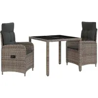 vidaXL Buiten Eettafel Set 3 pcs Lichtgrijs en Donkergrijs