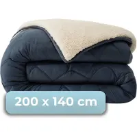 HUSH. Living HUSH Living - Wasbaar Dekbed - Tweekleurig Design - 140x200cm – 300 Gsm - Incl Bijpassende Kussenslopen - Navy/Teddy