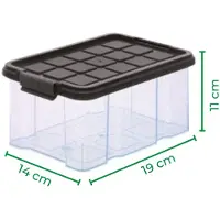 Novaliv 12x Opbergdozen met deksel Klein 2 L Antraciet Nestbaar Stapelbaar Kunststof dozen met clipsluiting Kunststof BPA-vrij 19 x 14 x 11 cm