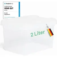 Novaliv opbergdoos met deksel klein 2 L transparant nestbaar stapelbaar kunststof doos met clipsluiting kunststof BPA-vrij 19 x 14 x 11 cm