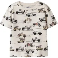 Name it MINI T-shirt beige melange Jongens Stretchkatoen Ronde hals All over print - maat 116