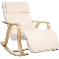 Songmics Berkenhouten schommelstoel voor in de woonkamer, beige