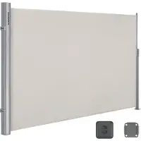 Songmics Zijluifel voor balkons en terrassen, Beige zijgordijn / 200 X 300 cm / aluminium