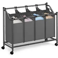 Songmics Waswagen met uitneembare zakken en wieltjes, Leigrijs / 180 L