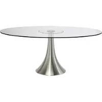 Kare design Possibilita Ovale Eettafel - L180 X B120 X H75 Cm - Glazen Tafelblad - Aluminium Trompetvoet