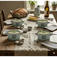 Excellent houseware soepkom/snack schaaltje - groen - 500ml - porselein - met oor