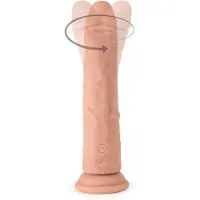 Virgite roterende vibrerende dildo van 19 cm met afstandsbediening - beige