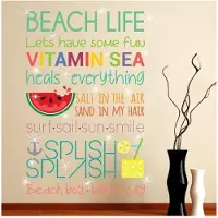 Walplus Home Decoratie Sticker - Strand Quotes (ENG)