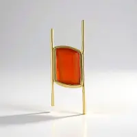 Cavill - 925 Sterling Zilver Verguld Hanger - Rode Onyx Edelsteen 6,162 ct Fancy Geslepen - Elegant Modern Design - Monosono Collection