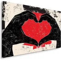 Karo-art Schilderij - Handen in een Hartje, Liefde, Premium Print