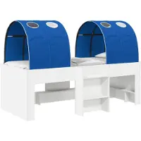 vidaXL Bed met Tunnel 3 st Wit en Blauw Bewerkt hout