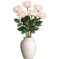 Mica Decorations Kunstbloem Roos Valentine - 6x - H59 cm - lichtroze - kunststof - stelen kunstbloemen - boeket - rozen bloemetjes - Valentijnsdag