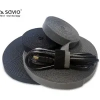 Savio Kabelorganizer, plakband, klittenbandsluiting, zwart, 10 meter, model OC-01/B, 1 stuk.