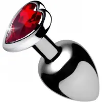 XR Brands Red Heart Gem Anal Plug Medium - Red