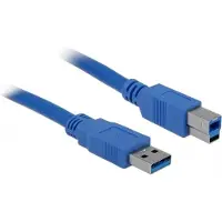 DeLOCK USB-A naar USB-B kabel - USB3.0 - tot 2A / blauw - 5 meter
