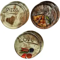 MamboCat Set van 6 pizzaborden 33cm 2x olijf + 2x salami + 2x pizza