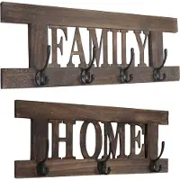 MCW 2-delige wandkapstokset -C60 Home+Family kapstokpaneel, shabby look vintage ~ bruin, shabby