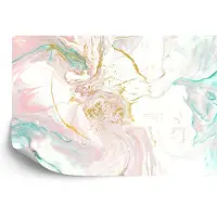Karo-art 300cm X 210cm - Fotobehang - Stijlvolle marmeren abstractie, Roze/wit, in 11 maten te koop, inclusief behanglijm