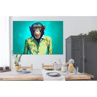 PosterMonkey Poster Aap - Blouse - Bloemen - Groen - Portret - 180x120 cm XXL