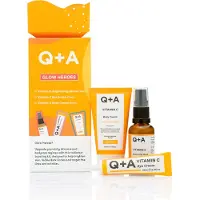 QA Glow Heroes Huidverzorgingsset - Trio met Vitamine C Serum 30ml, Oogcrème 15ml & Bodycrème 50ml - Vegan