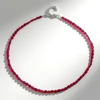 Cavill - Zilveren Halsketting - 925 Sterling Zilver - Bemainty Robijn 72,932 ct - Verstelbare Rode Edelsteen Kralen - Elegant Madagaskar Sieraad