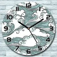 Coloray Wandklok - Winderige golven Glazen Wandklok - 30fi cm - Lichtblauw Wandklok - Wandklok Ronde - Wandklok Modern - Wandklok Keuken - Stille Wandklok