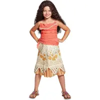 Disguise DISNEY - MOANA, Kostuum Jurk Moana/Vaiana Deluxe, Maat S (5 - 6 jaar), Meisjes