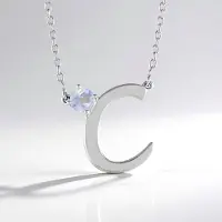Cavill - Zilveren Halsketting - 925 Sterling Zilver Geplatineerd - 0,40 Ct Regenboog Maansteen Rond - Verstelbaar Elegant Minimalistisch Design