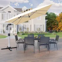 Laura Zweefparasol 300x400 cm XXL – 360° Draaibaar, Kantelbaar, UV50+ Zonwering, Waterafstotend, Aluminium Frame met Beschermhoes – Beige Dubbele Luifel –