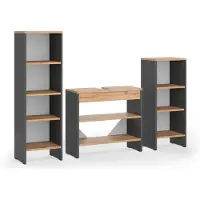 Vicco Badkamermeubelset Karli, Antraciet/Goudkleurig Eiken, 3 delen