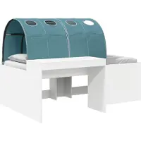 vidaXL Bedframe met Tunnel 3 st Wit en Lichtblauw Bewerkt hout