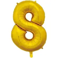 Wefiesta Inclusief helium ballon cijfer 8 gevuld goudkleurig.