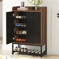 Tribesigns - Praktisch Schoenenrek - Schoenenrek met 5 Niveaus - Schoenenkast - Schoenenrek Metaal Modern - Hout - 75 x 35 x 105cm - Bruin