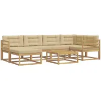 vidaXL Tuinset met 7 zitplaatsen, wit en beige