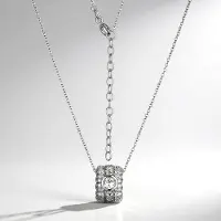 Cavill - 925 Sterling Zilver Halsketting met Witte Topaas 1 101 ct - Rondgeslepen Pavé Zirkonia Hanger - Verstelbaar 40-45 cm
