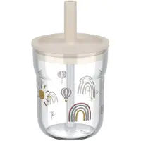 Mepal Mio Kinderbeker met rietje - 250 ml - Makkelijk vast te houden - Kinderservies - Sunshine & Rainbow